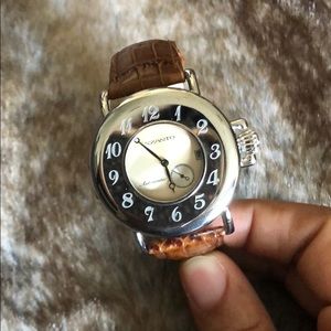 Szanto Open face genuine leather watch